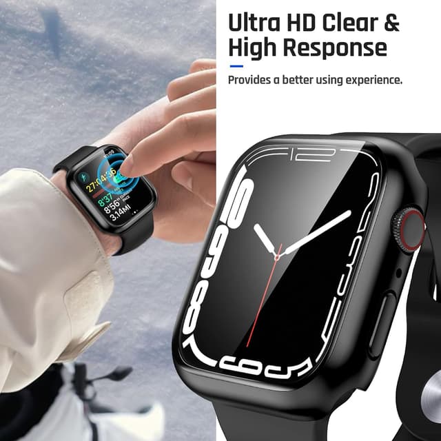 Detalle de Goton Waterproof Case with Tempered Glass for Apple Watch 44mm (Series 6/5/4, SE 3/2/1) — Hard Bumper Screen Protector