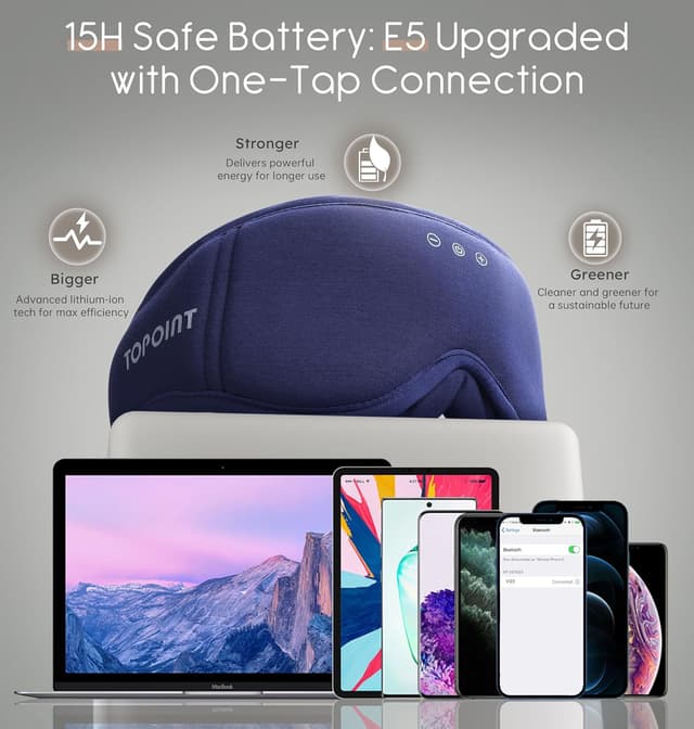 Thumbnail 6 de TOPOINT Bamboo Cotton Bluetooth sleep mask