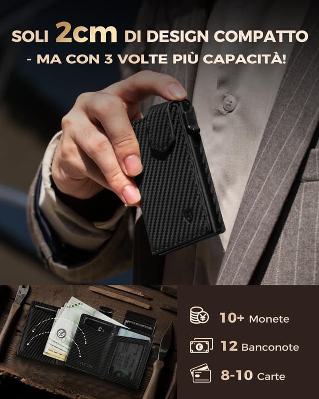 Detalle 1 de Portacarte LORZOR RFID slim con 10 carte