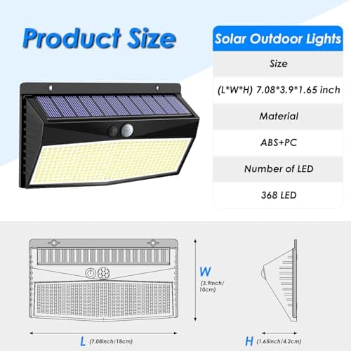Thumbnail 7 de Peasur Luz Solar LED Exterior para Jardín con sensor de movimiento (368 LED, 2 unidades, IP65)