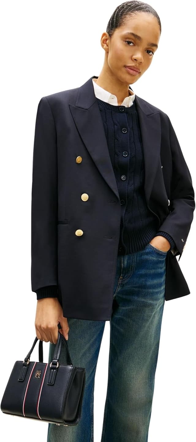 Detalle de Tommy Hilfiger TH Daily Mini Tote Corp AW0AW18642 : fourre-tout femme Space Blue, taille unique