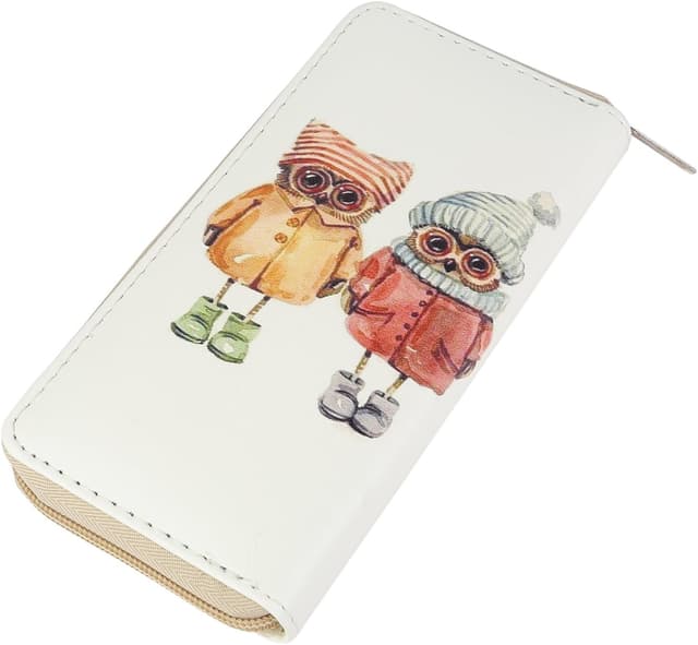 Detalle 1 de Portafoglio donna gufo blu grigio 19 cm