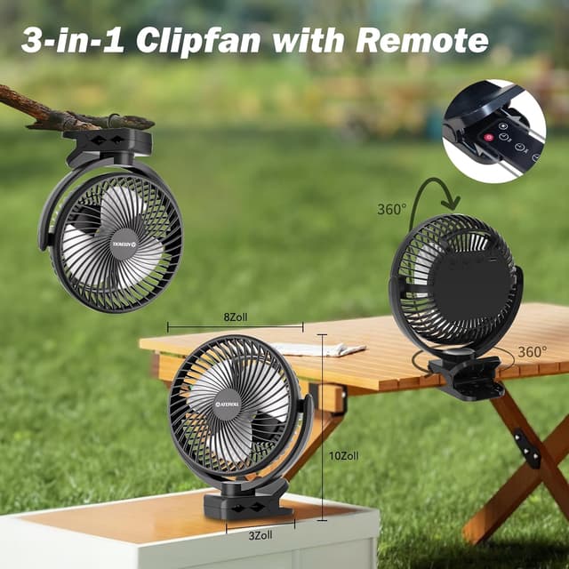 Detalle 2 de Ateroll clip on fan 10000mAh remote
