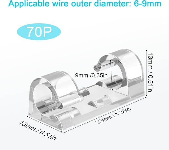 Thumbnail 4 de VIPMOON 70 Pcs self-adhesive cable clips