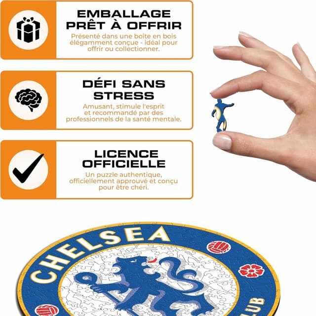 Detalle de Puzzle en bois Iconic Puzzles Chelsea (Logo), 500 pièces – Taille L
