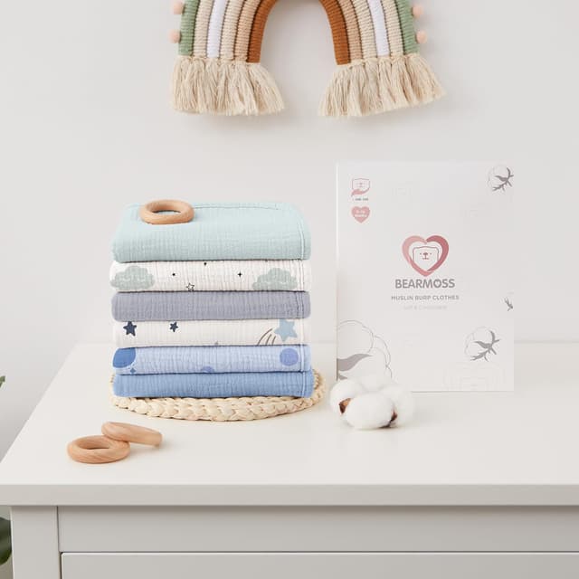 Thumbnail 5 de Bearmoss Moltontücher Baby – 6er Pack Spucktücher aus 100% Baumwolle, 50x25 cm