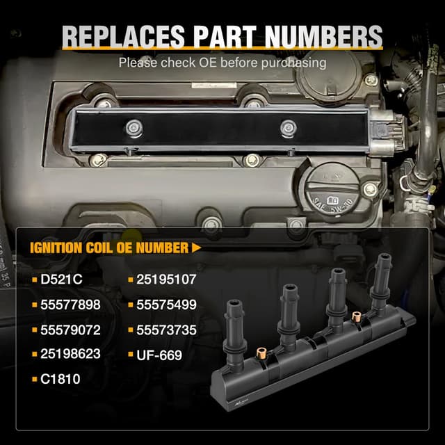 Detalle de Nilight UF669 Ignition Coil Pack (1 Pack) for Select 1.4L Chevy Cruze, Sonic, Trax, Volt & More