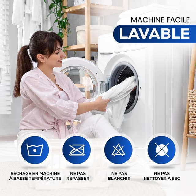 Detalle 2 de Utopia Bedding Housse de matelas imperméable 140 x 200 x 20 cm avec fermeture éclair (blanc)