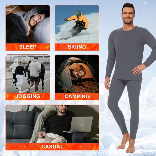 Thumbnail 1 de HIPOWER Thermal Underwear Mens Set for Cold Winter Wear