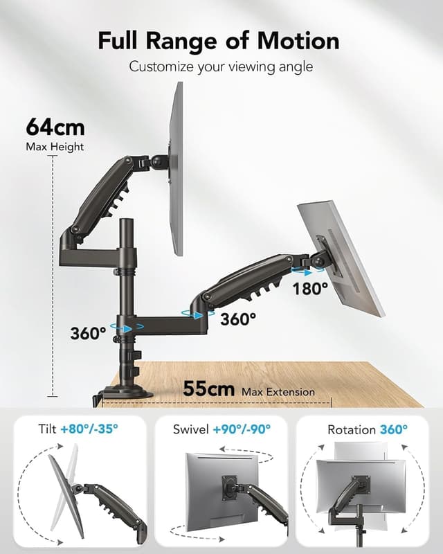 Detalle de HUANUO Monitorhalterung 2 Monitore 13–32 Zoll