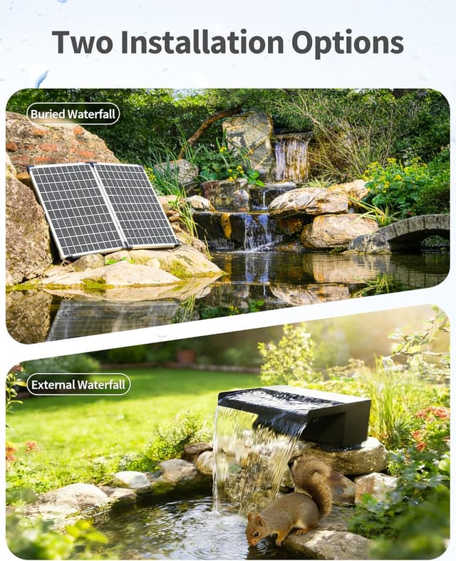 Thumbnail 6 de POPOSOAP Solar Pond Waterfall Kit 55W with 304 Stainless Spillway Box & Multi-Filtration