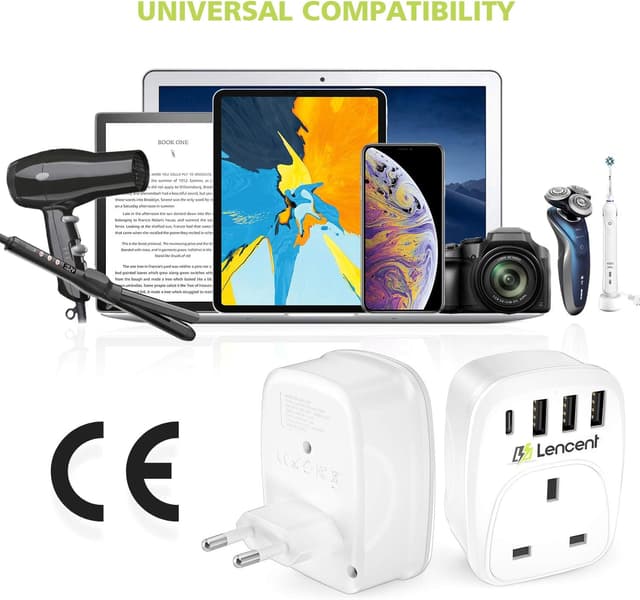 Thumbnail 3 de LENCENT UK to EU Travel Adapter with USB-C 2-pack 🔌