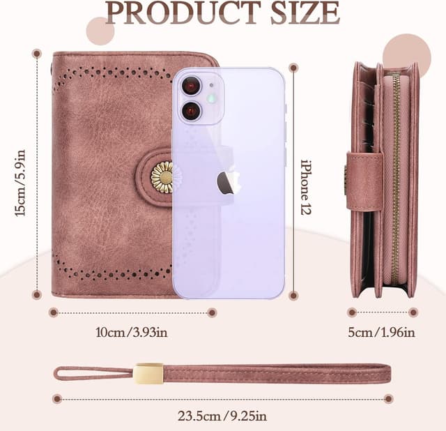 Detalle 2 de TEUEN Damen-Geldbörse mit RFID-Blockierung, Vintage-Design und großer Kapazität