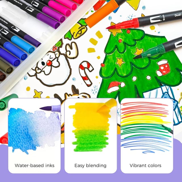 Detalle 2 de Artecho 36 Dual Tip Brush Pens – felt fineliner and 1–2mm brush tips for colouring, sketching & calligraphy