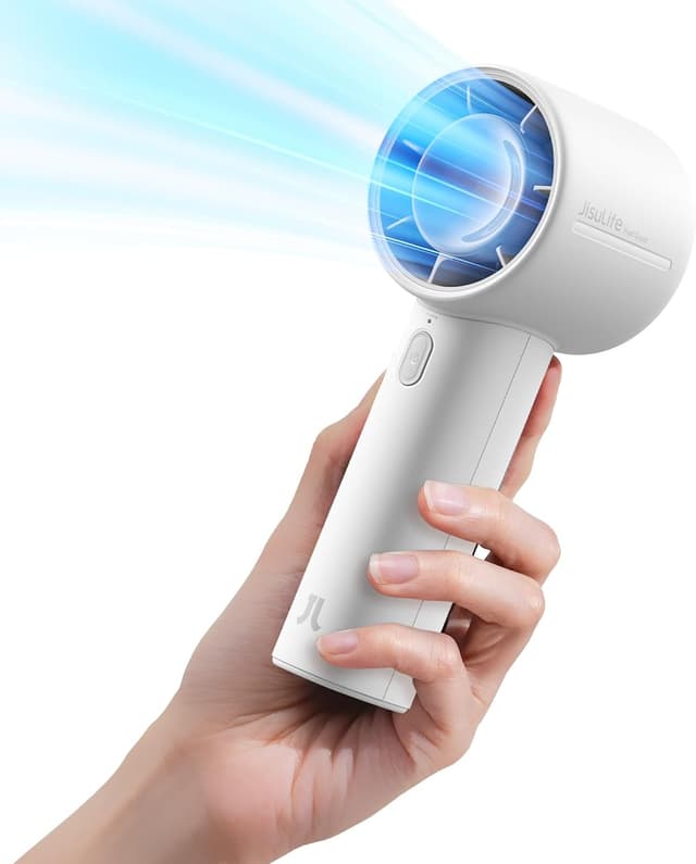 Detalle de JISULIFE Portable Handheld Fan (4000mAh rechargeable) – up to 22 hours runtime, 5 speeds, travel mini fan in Gray