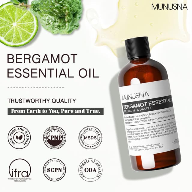 Thumbnail 6 de MUNUSNA Bergamot Essential Oil 100ml – natural and pure bergamot for aromatherapy, skincare blends and DIY