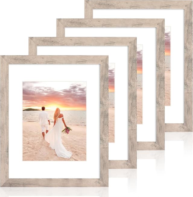 Detalle de iRahmen 11x14 Picture Frame Set of 4 with Tempered Glass (Smoke Gray, Rustic Wood Look)