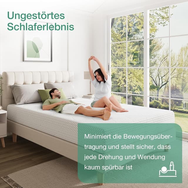 Detalle 2 de Novilla Matratze 140x200 cm mit 7 Zonen Taschenfederkern, Härtegrad H3, 20 cm Höhe