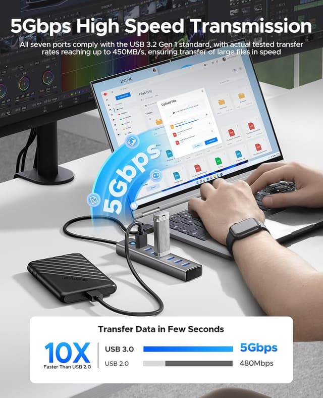 Thumbnail 2 de ORICO Hub USB 3.0 de 7 Puertos con Cable Largo ⚡