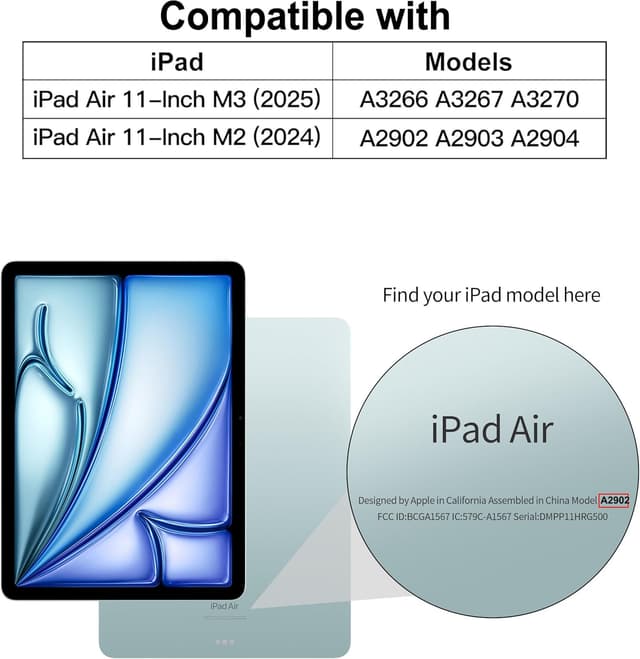 Detalle de 4youquality 2-Pack 9H Tempered Glass Screen Protectors for iPad Air 11-inch (A2902/A2903/A2904)