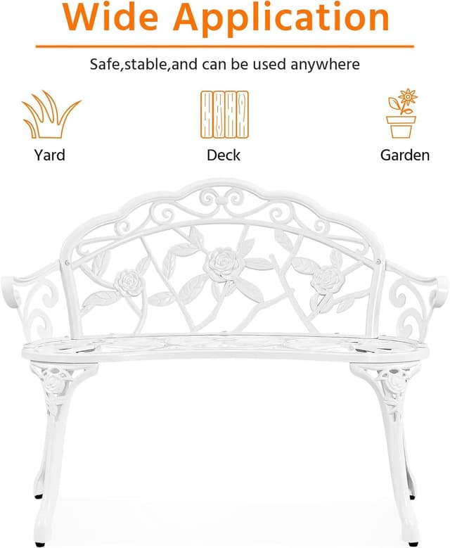 Thumbnail 4 de Yaheetech Banco jardín 2-3 plazas Blanco