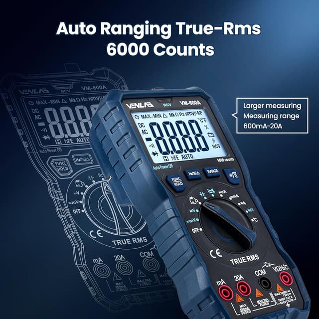 Detalle de VENLAB digital multimeter TRMS, 6000 counts