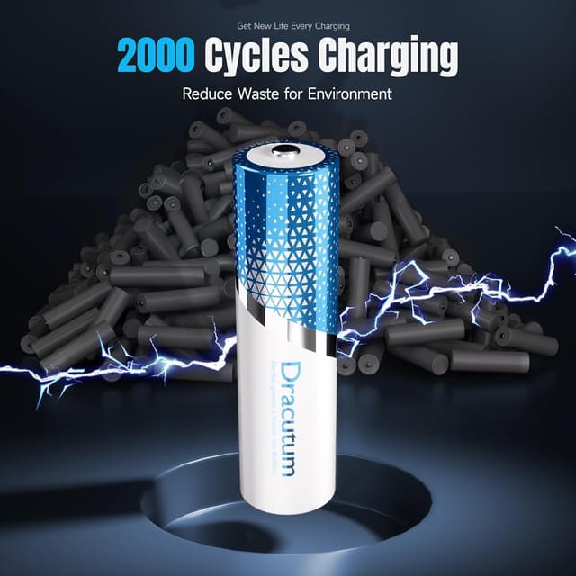 Detalle 2 de 1,5V wiederaufladbare AA Lithium-Akkus (8 Stück) mit konstanter Spannung – 3600 mWh