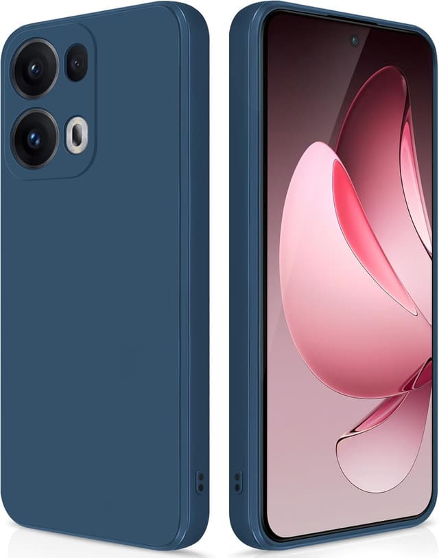 Detalle de GiiYoon Silky-Soft Touch Silicone Case for Oppo Reno 13 Pro (TPU, shockproof) – Blue