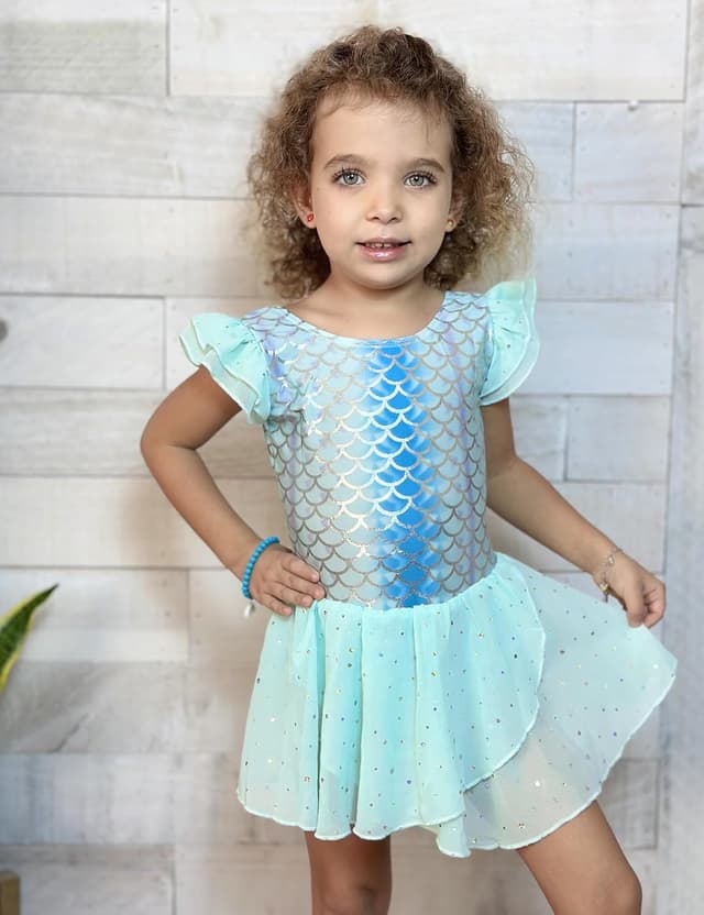 Detalle de Arshiner Girls Ruffle Sleeve Ballet Dance Dress Leotard with Tutu Skirt