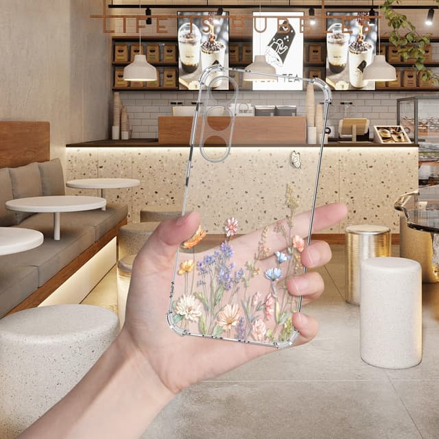 Thumbnail 6 de Guxira Handyhülle für Samsung Galaxy S25 FE 5G – transparentes Silikon mit Blumen/Schmetterling-Design