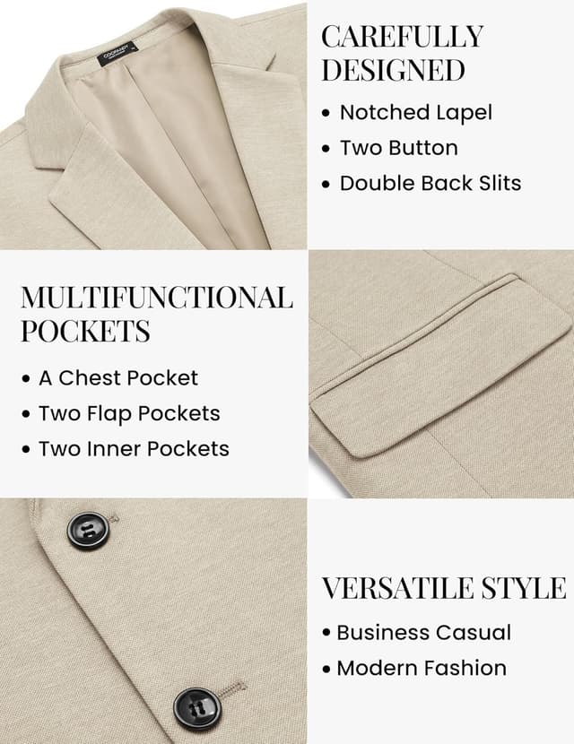 Detalle 1 de COOFANDY Mens Knit Blazer Sport Coat