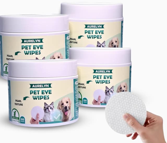 Detalle de Aurelyn Pet Eye Wipes (400) – Tear Stain Remover Disposable Eye Cleaning Pads for Dogs & Cats