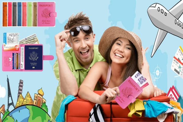 Thumbnail 5 de Passport Holder Cover Wallet RFID Blocking Leather Card Case Travel Accessories for Women Men (Pink)