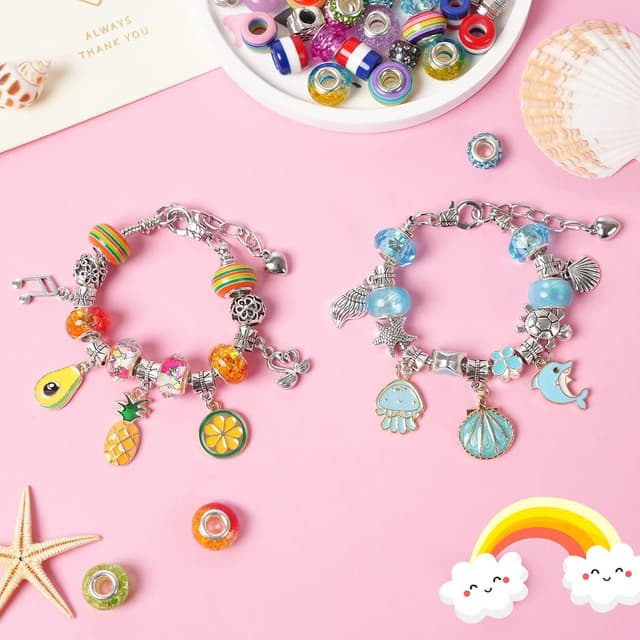 Detalle de Zelova Schmuckbastelsets (150-teilig) für Kinder ab 5 Jahren – Armbänder & Ketten zum Selbermachen