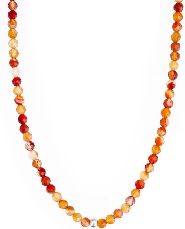 Detalle de BERGERLIN Naturstein Perlen Halskette mit Karneol, 925 Sterling Silberperle oder vergoldeter Perle – geprüft in Deutschland