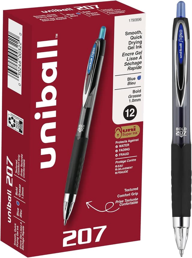 Detalle de Uni-Ball Signo 207 12-Pack 1.0mm Blue Gel Pens ๐