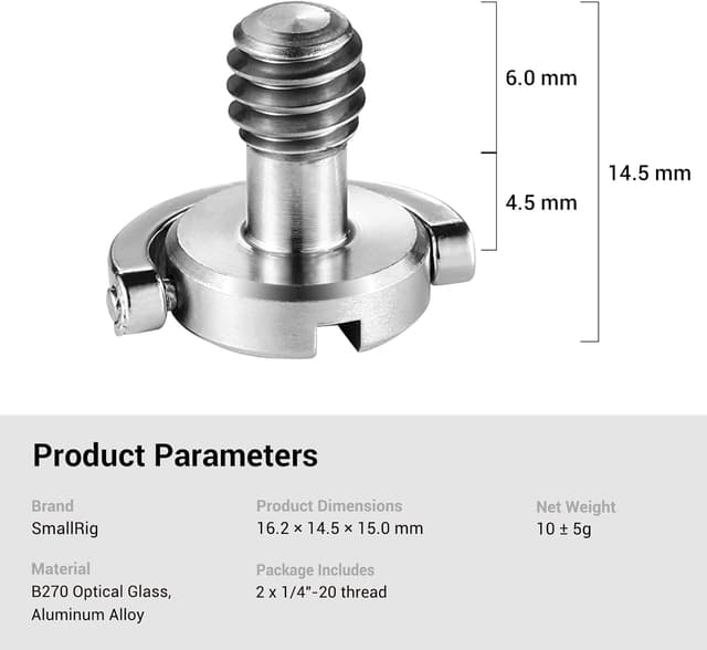 Thumbnail 2 de SMALLRIG 1/4-Zoll Befestigungsschraube 2er Pack