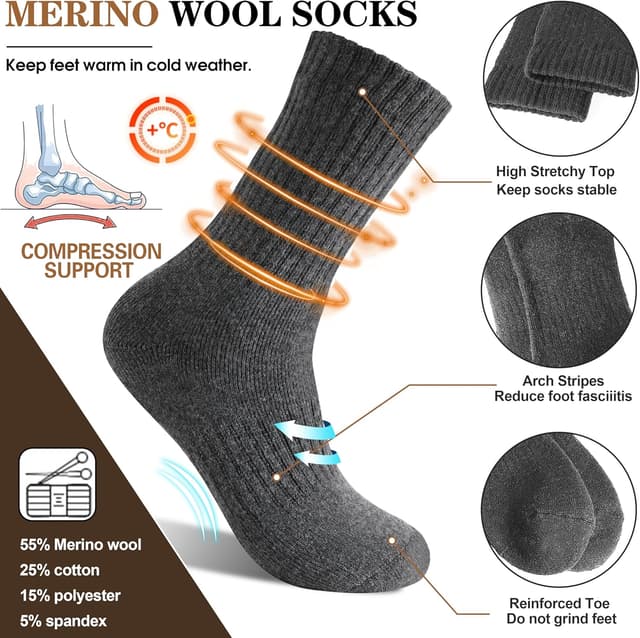 Detalle 1 de MOGGEI 5 Pairs Merino Wool Socks