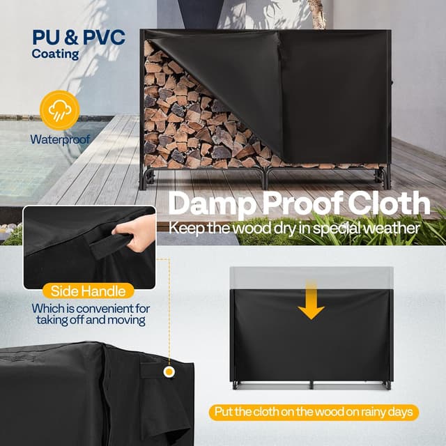 Thumbnail 4 de VIVOHOME 6ft Heavy Duty Log Rack with Cover 🪵