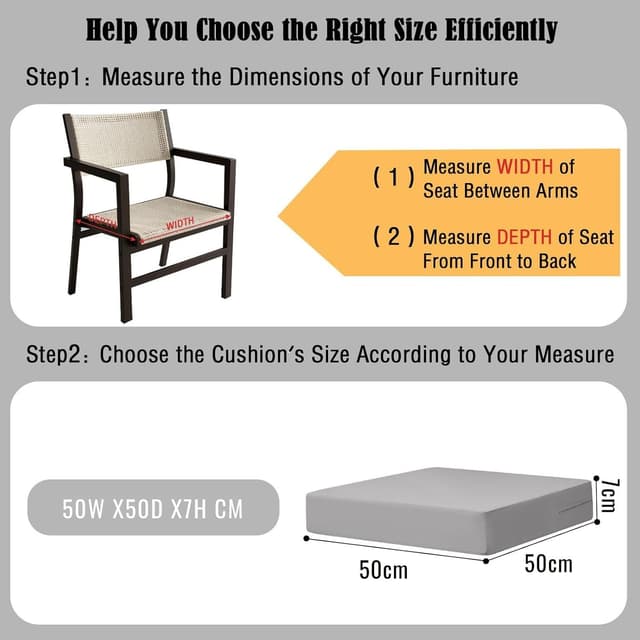 Thumbnail 2 de PRIMEPATIO Outdoor Chair Cushions 7cm 50x50cm