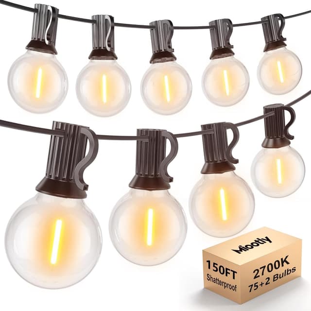 Detalle de Miootly Catena Luminosa da Esterno 45 m con lampadine LED G40, 2700K (75+2) bianco caldo