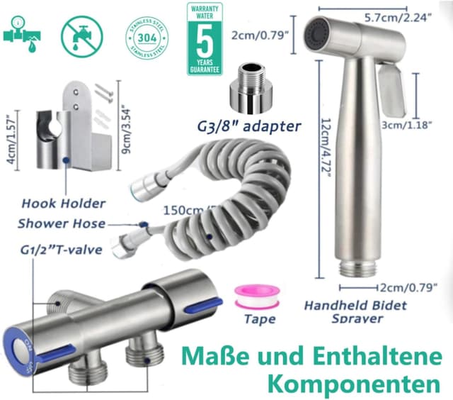 Thumbnail 6 de Chill House Kit doccetta per bidet in acciaio inox 304 con doccino e rubinetto 2 vie, idroscopino ad alta pressione