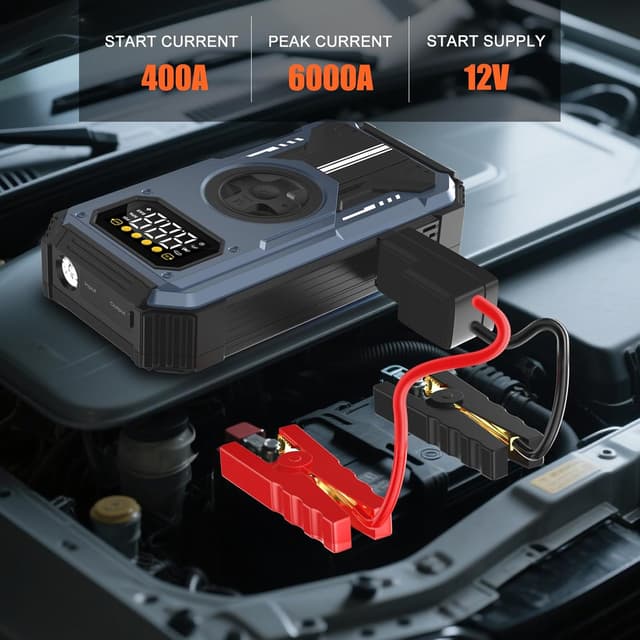 Detalle 2 de Eigotrav PD-270 Booster batterie voiture avec gonfleur et port USB (jusqu’à 150 PSI)
