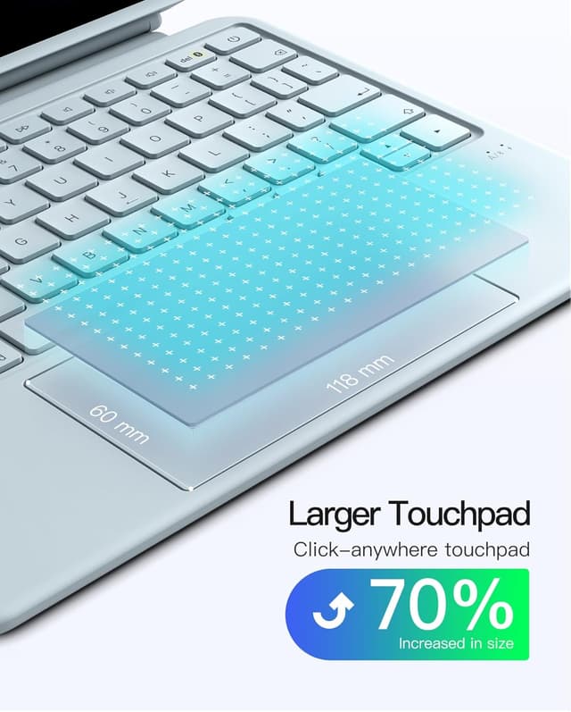 Detalle de Inateck AceTouch Keyboard Case with detachable multi-touch trackpad for select iPad Air & iPad Pro 11-inch models (blue)