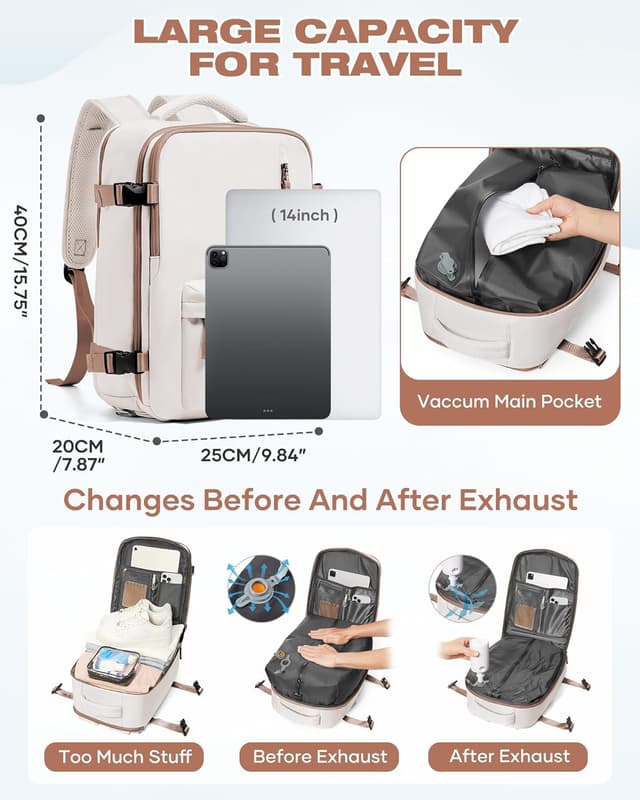 Detalle de SZLX Vacuum Compression Backpack Travel Bag with Pump — cabin fit for Ryanair and other airlines