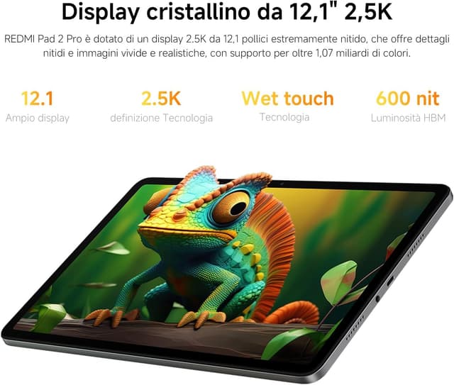 Detalle de Xiaomi Redmi Pad 2 Pro 8+256GB con display 12,1” 2,5K a 120Hz e batteria da 12.000mAh