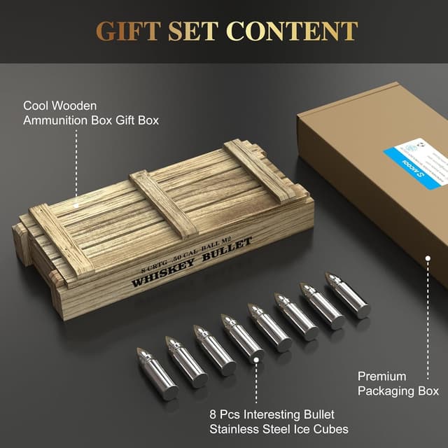 Thumbnail 6 de Bullet Eiswürfel Edelstahl 8 Stück 🍷