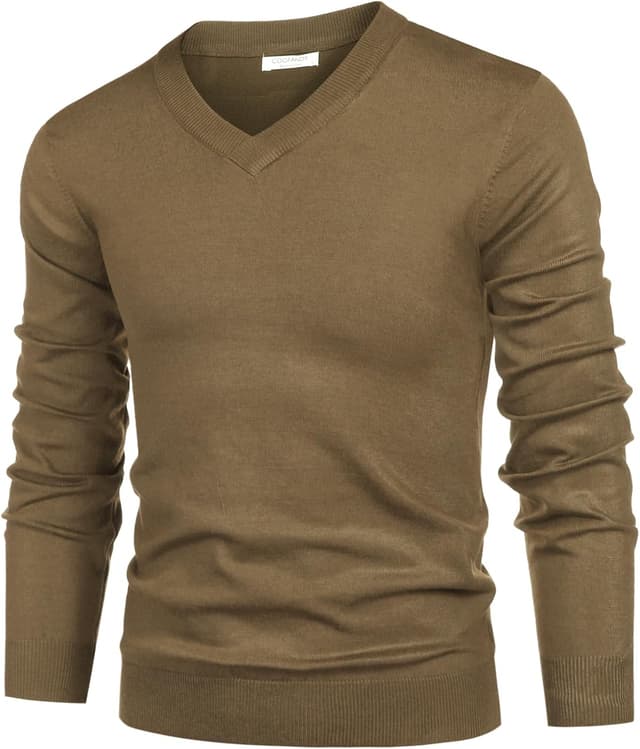 Detalle de COOFANDY pull homme col V en tricot, regular fit business casual
