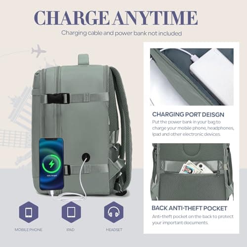 Detalle 2 de Yankony mochila de cabina 55x40x20 44L (equipaje de mano) verde