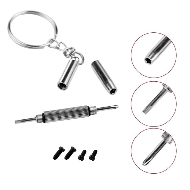 Detalle 2 de Screw Replacement Repair Kit (Set of 4) with Cross & A Screwdriver for Ray-Ban Carbon Fibre RB8313 / RB8301 / RB8307 / RB8303 Sunglasses